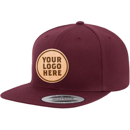 Yupoong 6089M Custom Leather Patch Premium Snapback Hat